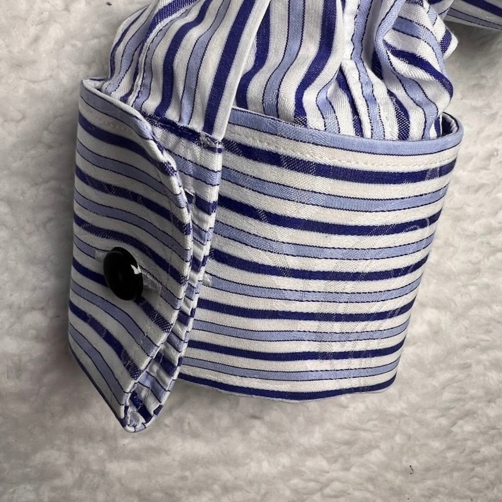 Etro Milano Mens Blue White Striped Paisley Jacquard Dress Shirt Size 38 Italy - Picture 8 of 8
